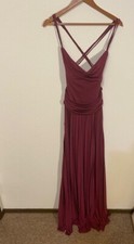 ASOS Bridesmaid Formal Prom Dress long maxi pleated open back 12 L Berry purple