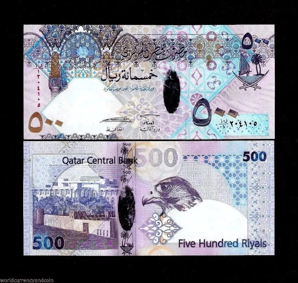 Qatar 500 RIYALS P-33 2008 ND Replacement Qatari Falcon UNC Hybrid Polymer NOTE - Image 3 of 4