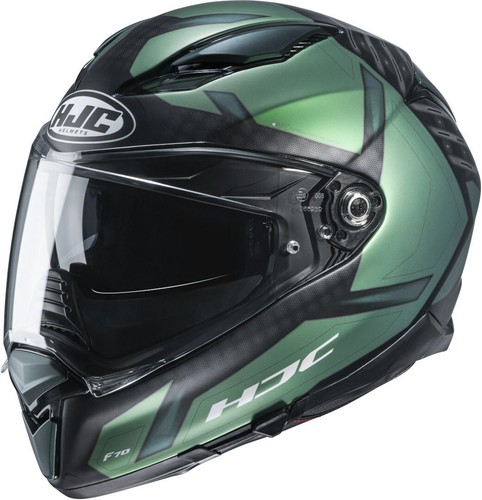 CASCO HELMET MOTO INTEGRALE FIBRA HJC F70 DEVER MC4SF NERO VERDE OPACO TG S  | eBay