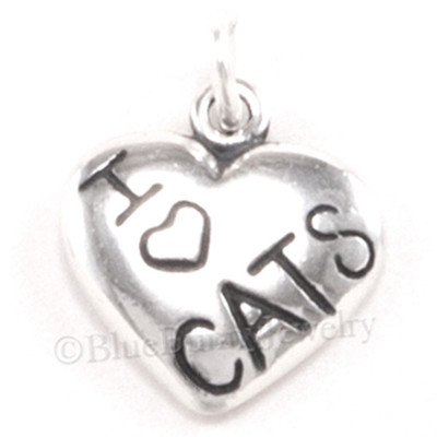 I LOVE CATS Charm Anhänger Herz 925 Sterling Silber 0,925 Kätzchen Katze Haustier Schmuck