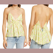 NWT 58 Free People  Small  Gardenia Printed Camisole in Lemon Floral T1254