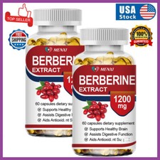 2 Packs Berberine 1200mg High Abosorption For Blood Sugar Immune, 120 Capsules