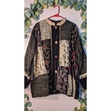 Flashback Black And Gold Renaissance Quilted Patchwork Jacket Size 3x