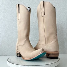 Lane EMMA JANE Womens Cowboy Boots 7.5 Bone Tan Western Cowgirl Mid Calf Tall
