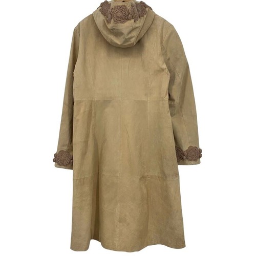 Boston Proper Women's Crocheted & Embroidered Long Leather Duster Jacket Size 16 - Picture 2 of 13