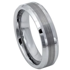 Tungsten Ring Band Brushed Center High Polished For Men & Women