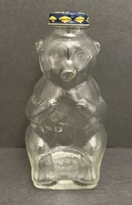 Vintage Snow Crest Beverages Clear Glass Bear Bank Bottle