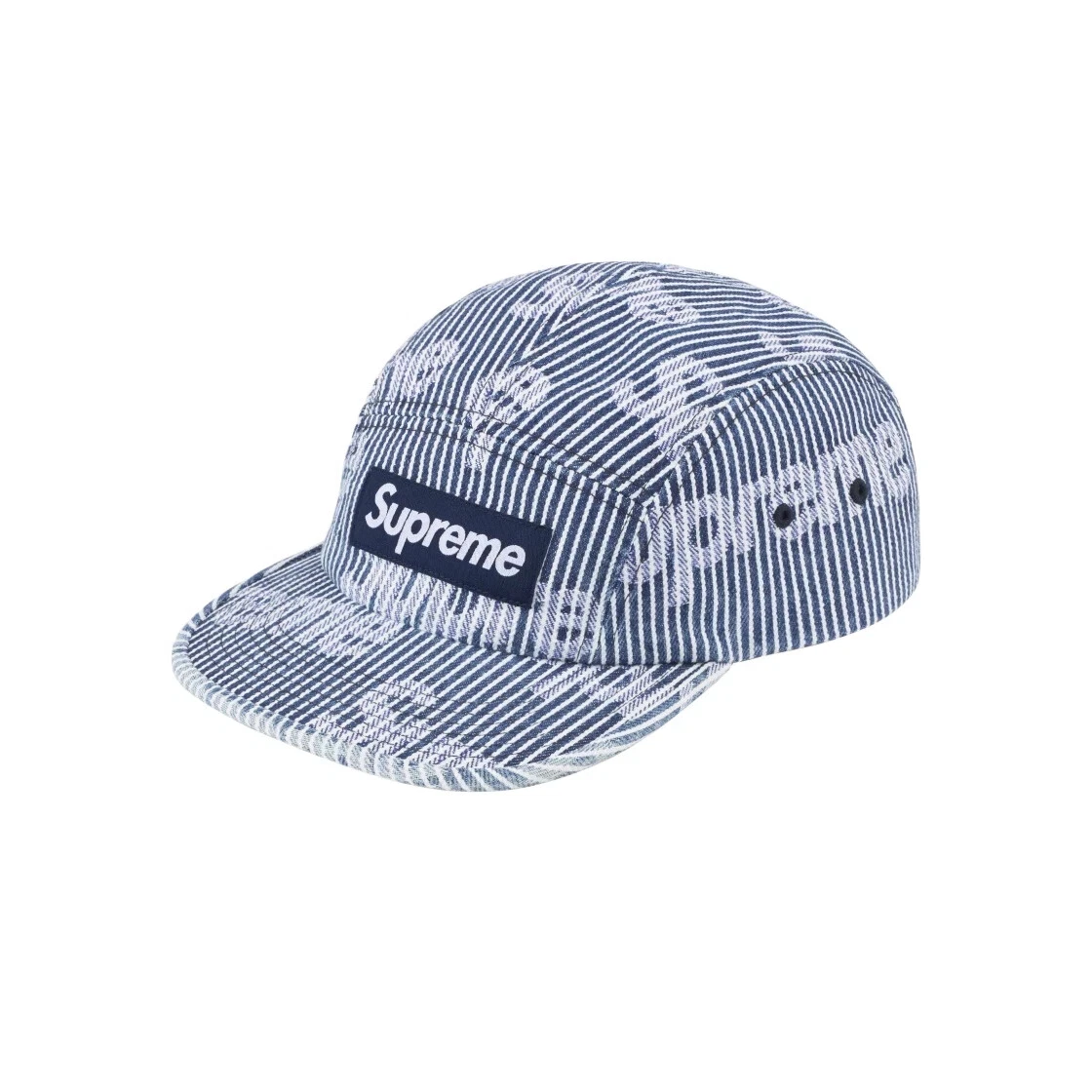 Casquette de camp en denim suprême rayée   24SS  