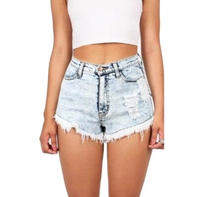 Marisa High Waisted Distressed Acid Wash Shorts - Photo 1/4