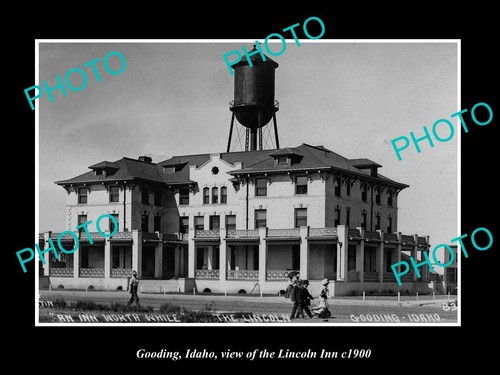 OLD POSTCARD SIZE PHOTO GOODING IDAHO VIEW OF THE LINCOLN INN c1900