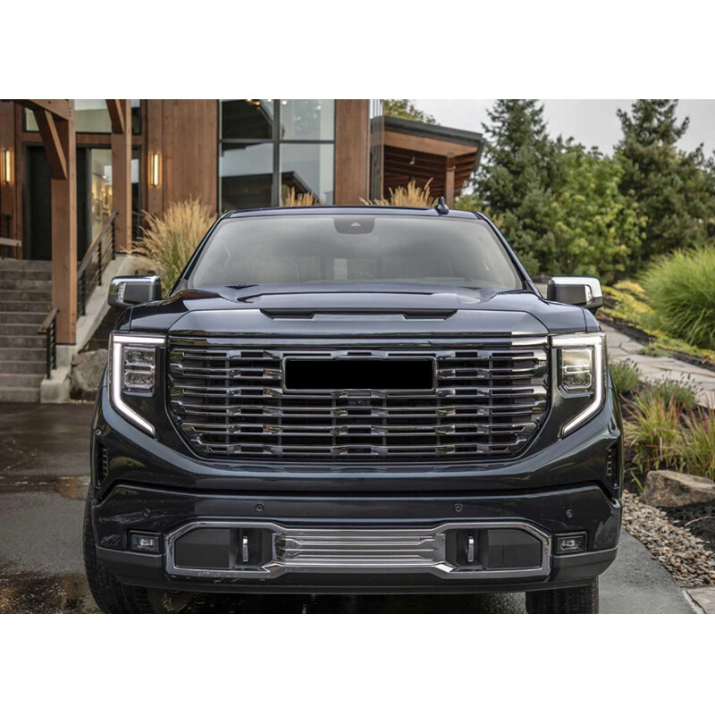 Soillar Front Upper Grille Molding Trim For GMC Sierra 1500 (2022-2024) & 2500/3500 HD (2020-2023) - Chrome, Direct Replacement, Replaces 84774163
