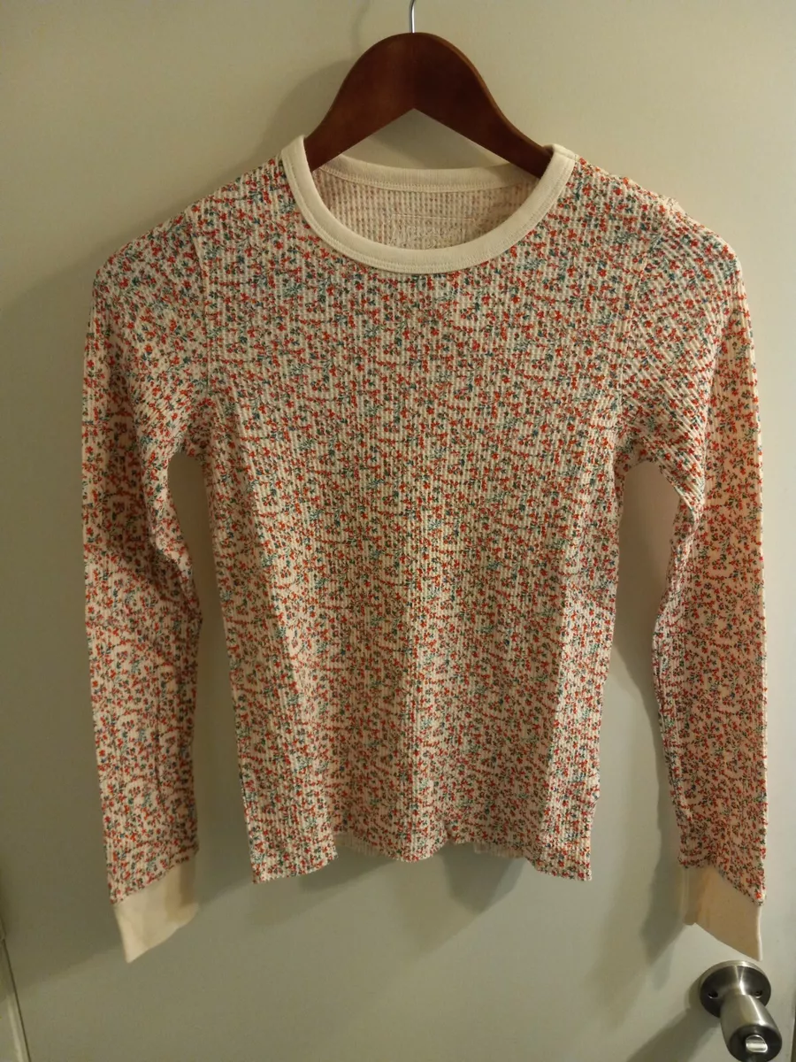 NEW American Eagle Multicolor Floral Waffle Knit Long Sleeve Thermal Size  XS NWT