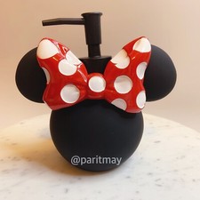 Disney Minnie Mouse Polka Dot Bow Black Matte Soap Lotion Pump Dispenser NEW 