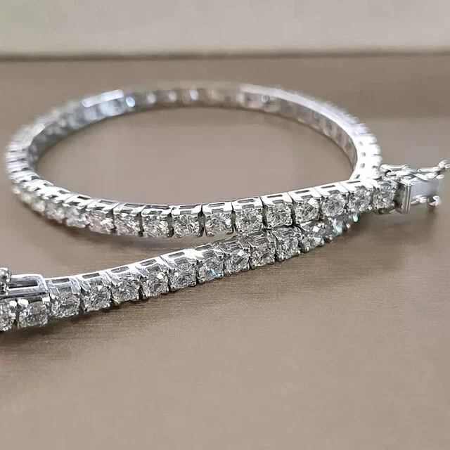 9Ct Round Cut Lab Created Diamond Women's Tennis Bracelet 14K White Gold Plated - Image 2 of 4