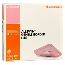 Smith+Nephew ALLEVYN Gentle Border Lite Wound Dressing, 2" X 2" Box of 10