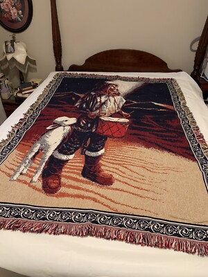 ❤️Christmas Woven Jacquard Throw Little Drummer Boy With Lamb 48