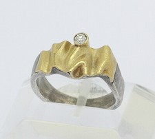 UNIKAT Ring 18kt 18k 750 er Gelb Gold 925 Sterlingsilber Silber Brillant RG 53,5