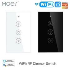 MOES Smart Light Dimmer Switch WiFi RF Wall Touch Glass Panel Alexa Google APP