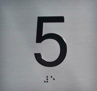 5TH Floor Elevator Jamb Plate Sign with Braille and Raised ...--REF24-1027