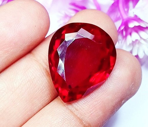 Pear Shape Natural Red Ruby 25.45 Ct Certified Loose Gemstone With Free Gift - Picture 2 of 8