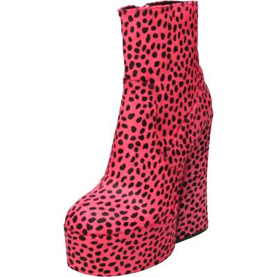 Shellys London Plateau Stiefeletten High Chunky Heel Pink Dalmation Schwarz Punkte