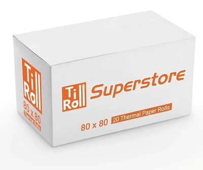 TILL ROLL SUPERSTORE Thermal Paper Till Roll For EPOS Terminal Printer | 80x80 20 Rolls