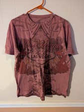Pirates Gold Las Vegas T-shirt Size L Red all over Print Stretch Made in USA