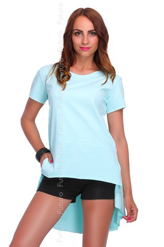 Casual Asymmetric Top Short Sleeve Crew Neck T-Shirt Mini Tunic Size 8-12 FT753 - Picture 6 of 9