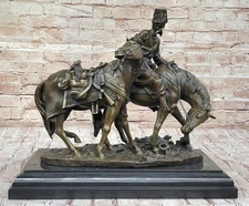 Zaporozhian Cossack After Battle Bronze Sculpture of Soldier on Horseback Art
