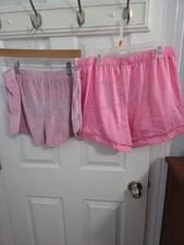 Lot Of 2 Pink Juicy Couture Pajama Shorts, Medium, Satin Velour, Rhinestones