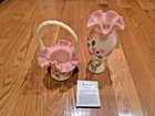 Fenton Set of Burmese Vase/Glasses 9" Limited Edition #1148 #1291 Excellent Cond