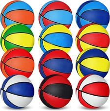 12 PCS Mini Basketballs Size 3 - Colorful 7 Inch Rubber Basketball Bulk with Pum