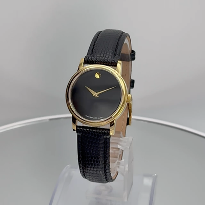MOVADO Museum Classic Black Dial 26MM Black Leather Ladies  display picture 3