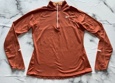Nike Dri Fit Pull Over Women's Medium Orange 1/4 Zip Athleisure Athletic Running