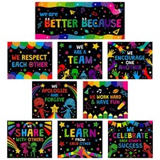 10 PCS Classroom Poster, Colorful Bulletin Board Decoration Motivational Post...