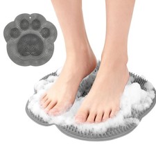 Wall Mounted Silicone Shower Foot and Back Scrubber Mat with Suction Cups