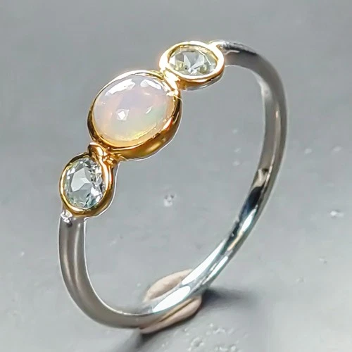 Vintage ring Natural Opal Ring 925 Sterling Silver Size 7.25 /R462100