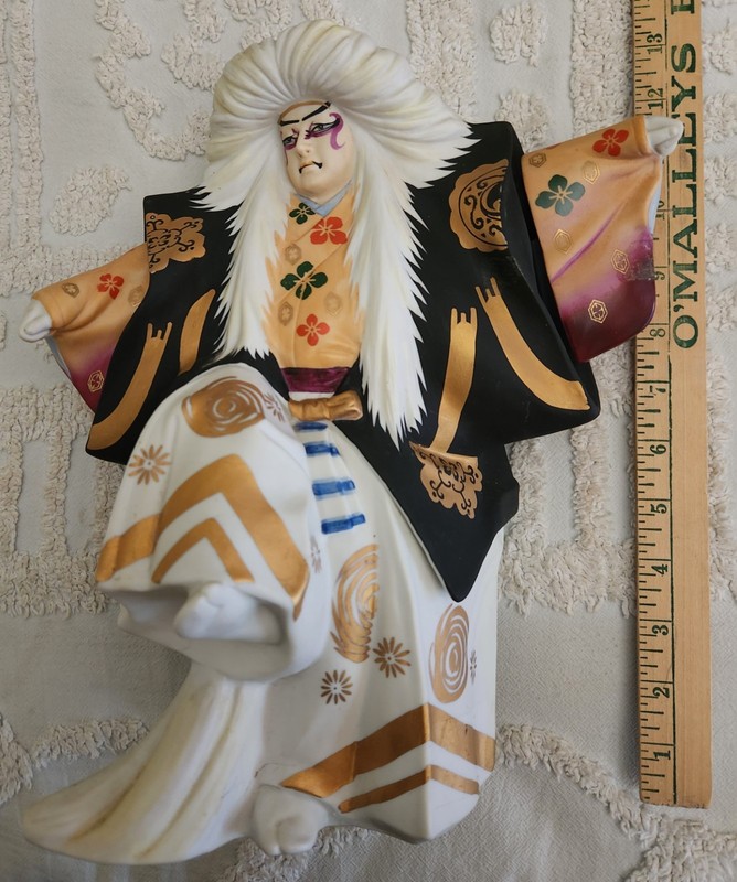 Sevei Koshu Porcelain Japanese Saki”Lion Man", Kabuki Dancer c.1950's Empty Rare