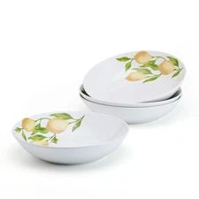 Countryside Lemons Set of 4 Pasta Bowls 8 Inch 20 Ounce White