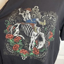 Gary Allan Black Celtic Rose Tee Mens Sz 2XL Black Floral Skeleton Country Music