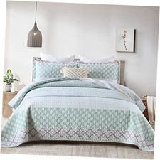 Quilt Queen Size, Queen Quilt Set, 100 Cotton Queen 90"x98" Green/Gray