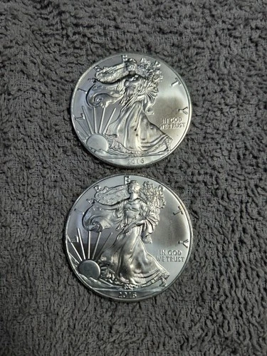 Lot of 2 - 2016  $1 American Silver Eagles 1 oz BU