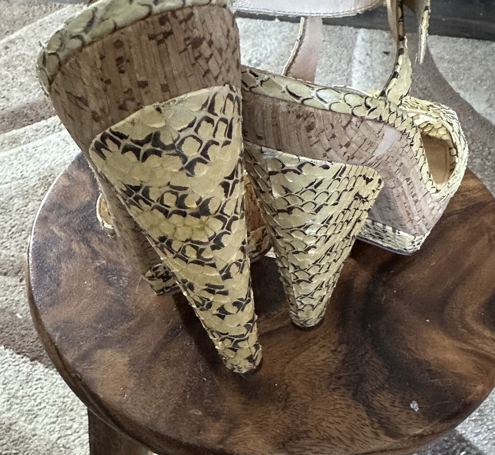 Prada Beige Python Snake Skin Leather Scrappy Wed… - image 7