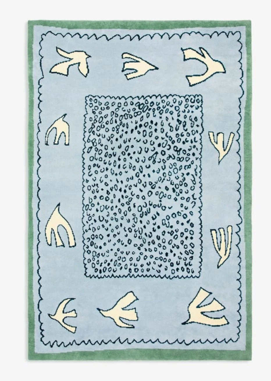 Hand-Tufted Wool Rug | Abstract Animal Print | Pastel Blue & Green Area Rug
Opens in a new window or
