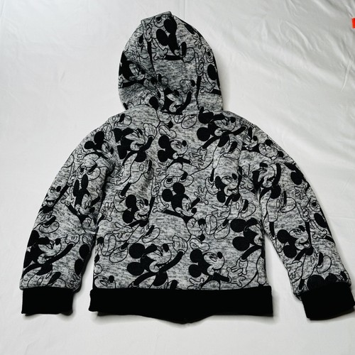 Disney Junior Mickey Sherpa Fleece Jacket Hoodie Sweatshirt Size 6 Black Gray - Picture 3 of 7