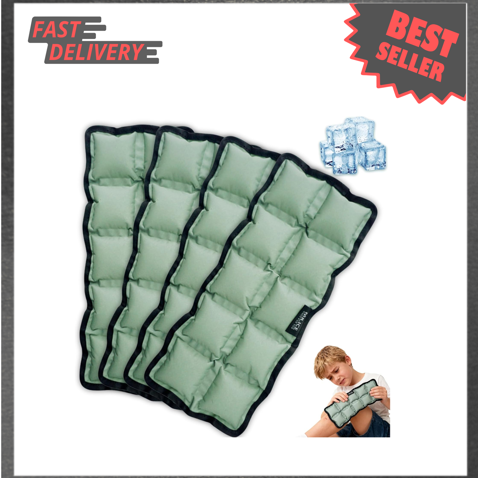 Ice For Injury Reusable Ice Pack Flexible Cold Hot Compress 10x4x0.7 inches for ...