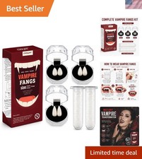 Realistic Vampire Fangs in 3 Sizes - Halloween Teeth Set with Adhesive Pack