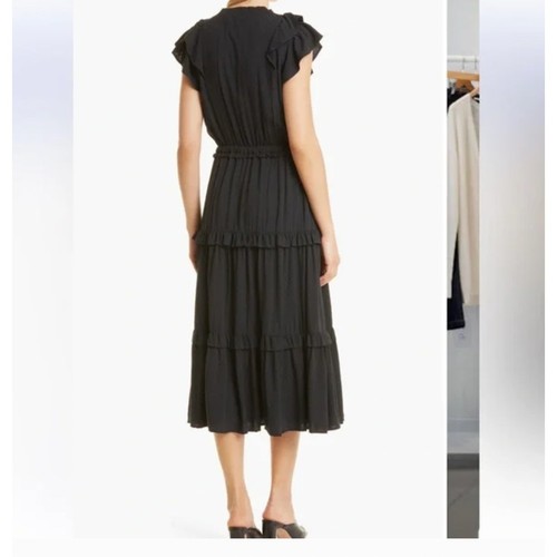 Vestido midi para mujer PAIGE Rozlyn con volantes negros en capas talla grande - Imagen 3 de 13
