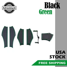 Driver Passenger Front Rear Foot Pegs Shift Lever Black/Green CNC Brake Pedal