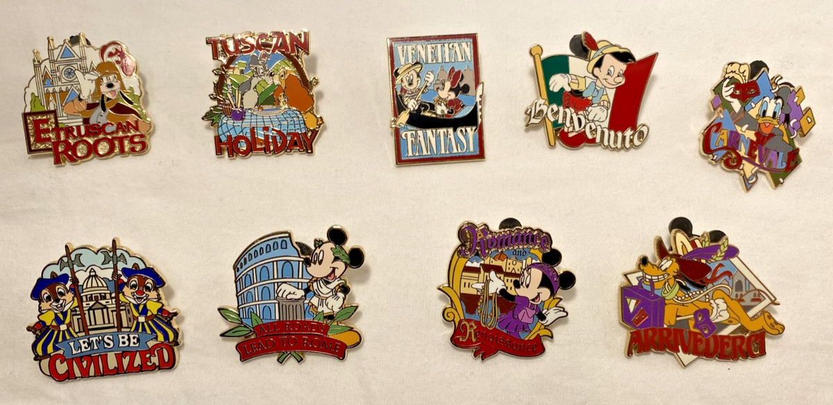 【希少】DisneyStoreLimited Edition 500 ピンバッジ Adventures by Disney 9 Pin Set ITALY ROME Florence Venice Mickey
